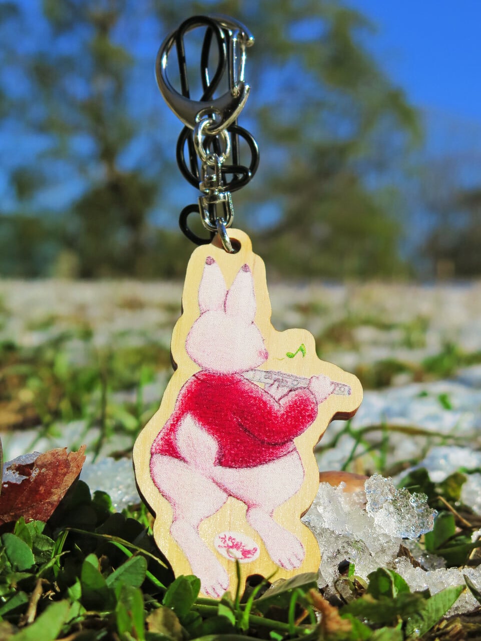 ウッドキーホルダー】ふえ吹き野うさぎ | Cafe FlöteA Shop