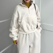 裏起毛ハーフZIPショート丈PK/エクリュ