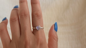 Rainbow moom stone heart ring《silver925》【受注製作】