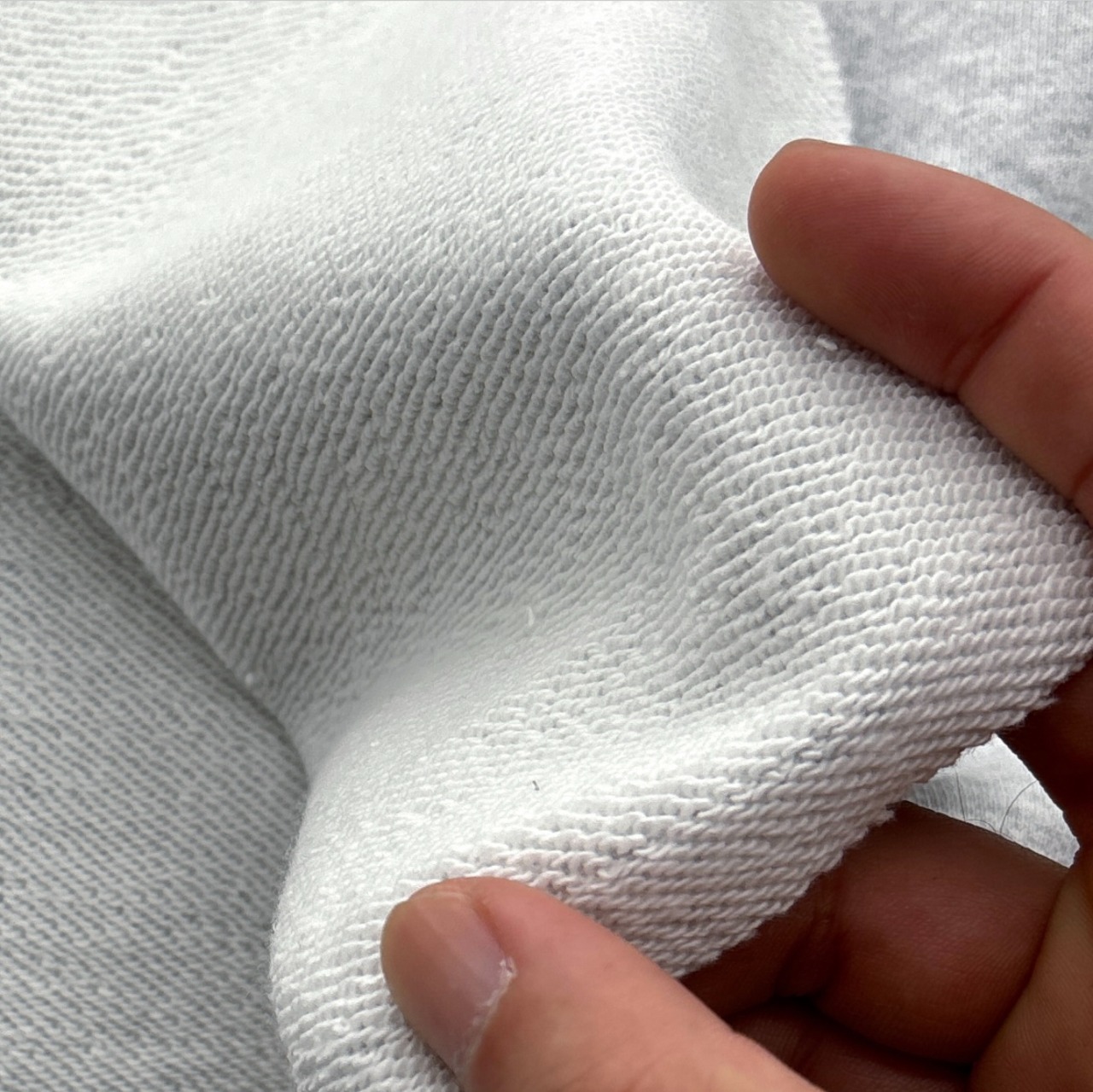 ★TC512◆2ｍ◆綿100%ややコシ感ありもっちり裏毛ニット生地◆杢ライトグレー