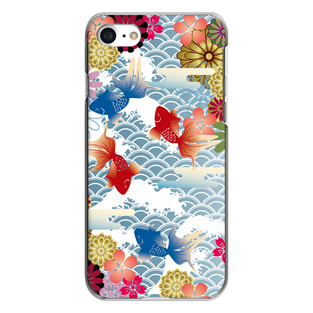 iPhone対応 スマホ ハードケース クリア 花海金魚 浮世絵 和文様 和柄 【iPhone17 / iPhone16e / AQUOS / Xperia  他 iPhone / Android ほぼ全機種対応】 |hukga080