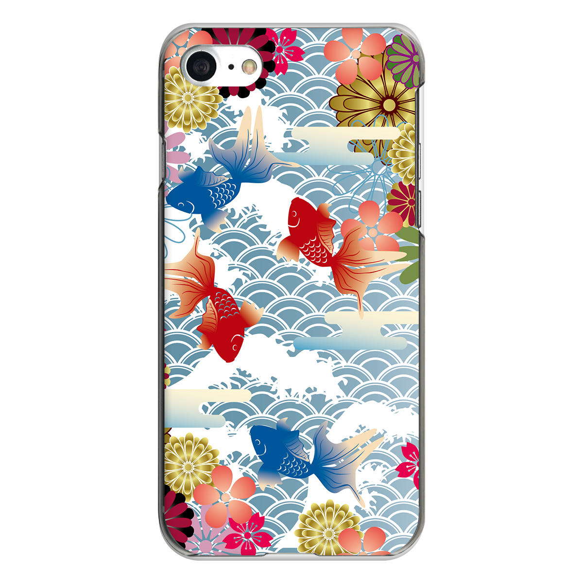 iPhone対応 スマホ ハードケース クリア 花海金魚 浮世絵 和文様 和柄 【iPhone17 / iPhone16e / AQUOS / Xperia 他 iPhone / Android ほぼ全機種対応】 |hukga080