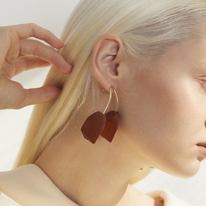 Wooden arched geometric earrings  T6097