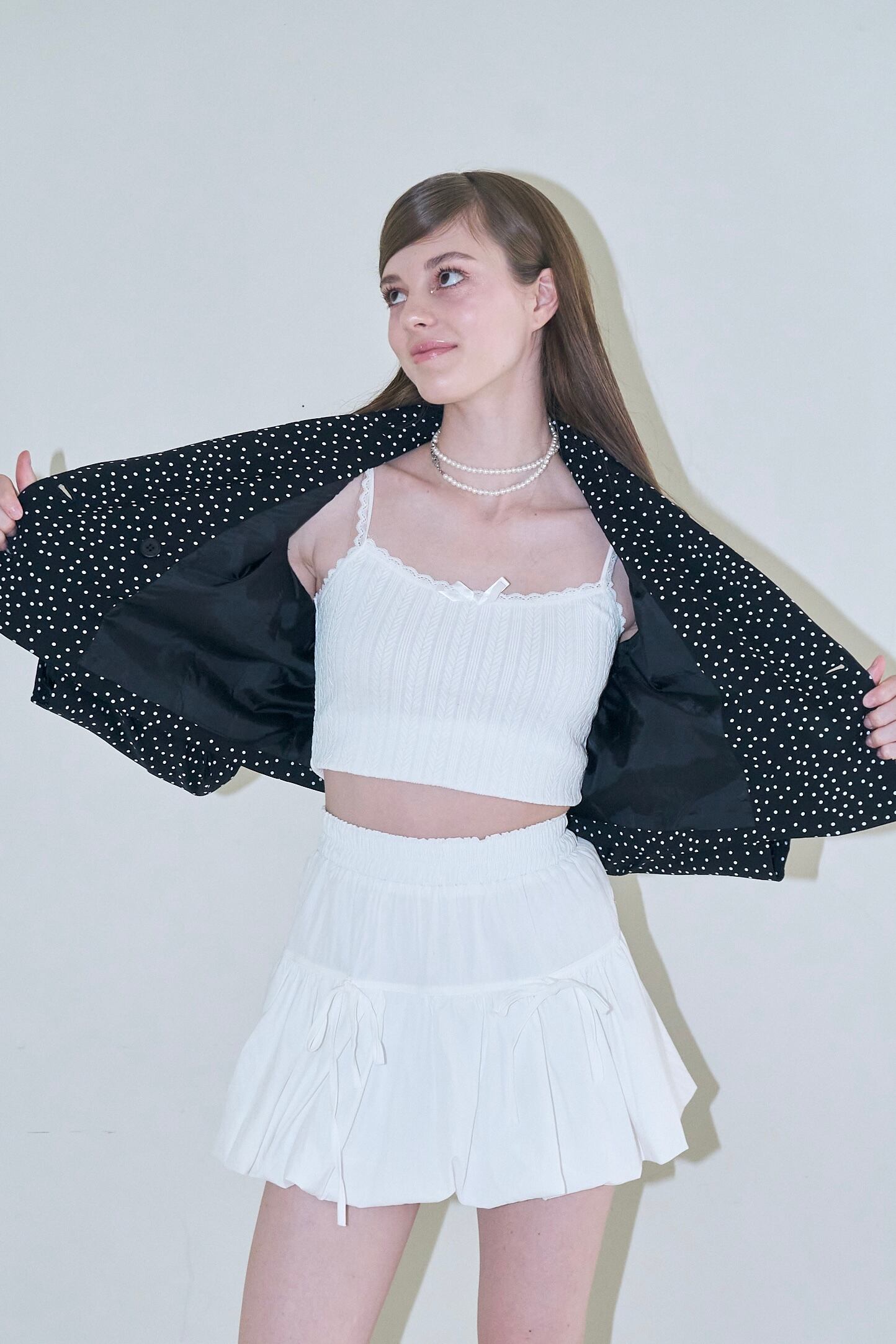 short croped dot jacket | mieya mieya