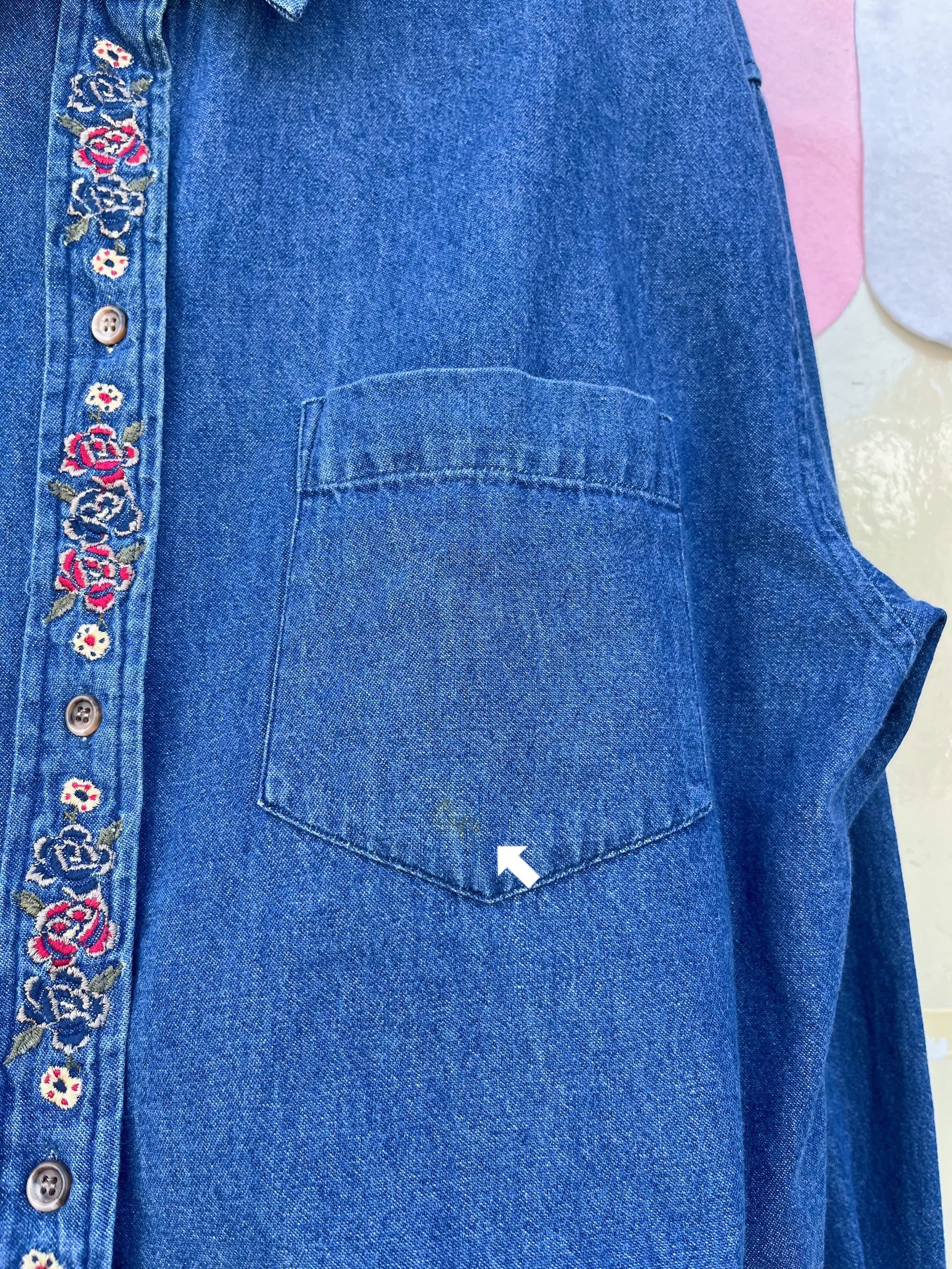rose embroidery denim shirt