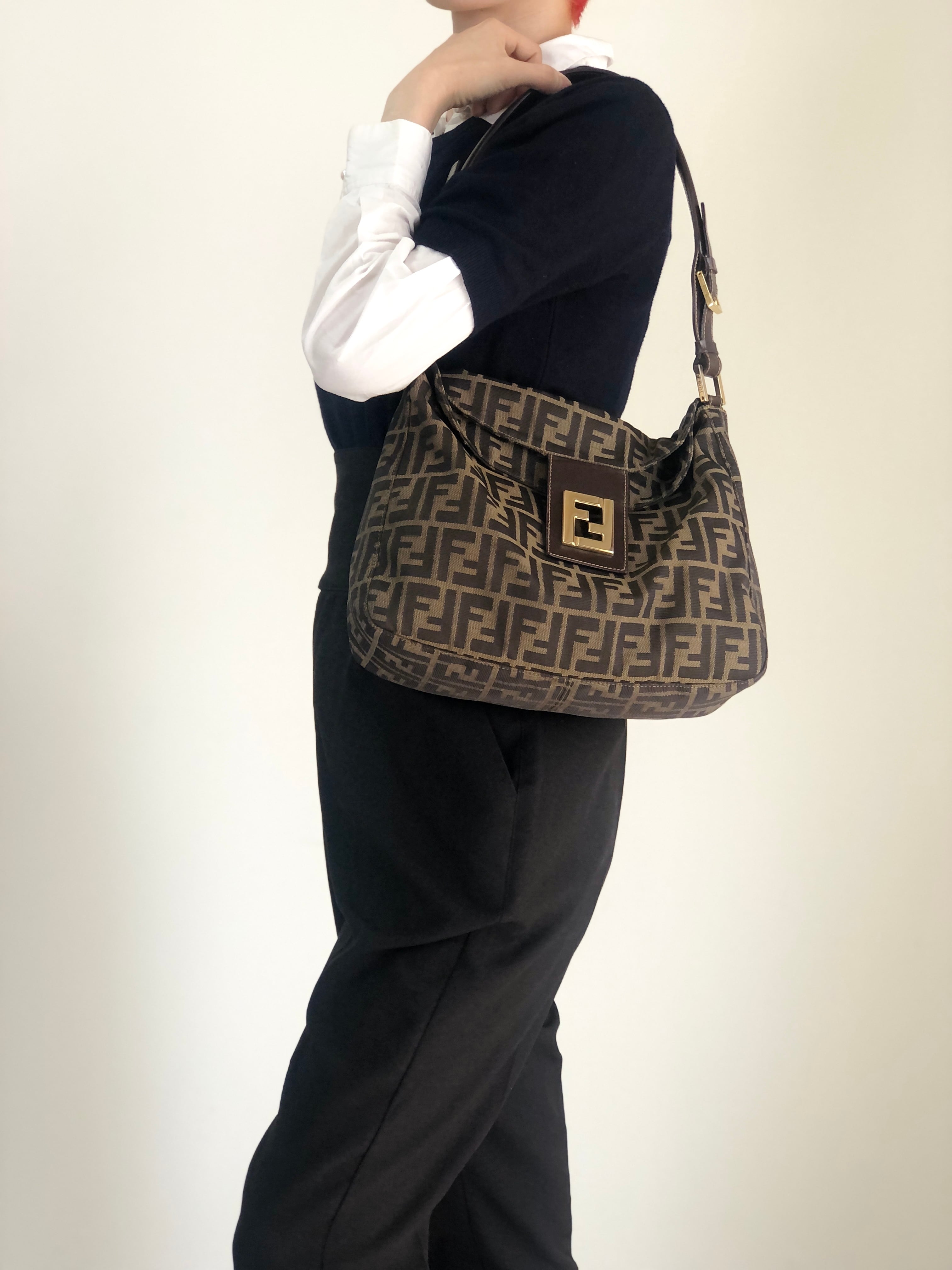 FENDI フェンディ マンマバケット ズッカ ショルダーバッグ ブラウン FF ジャガード ワンショルダー vintage ヴィンテージ オールド 3pgjmy
