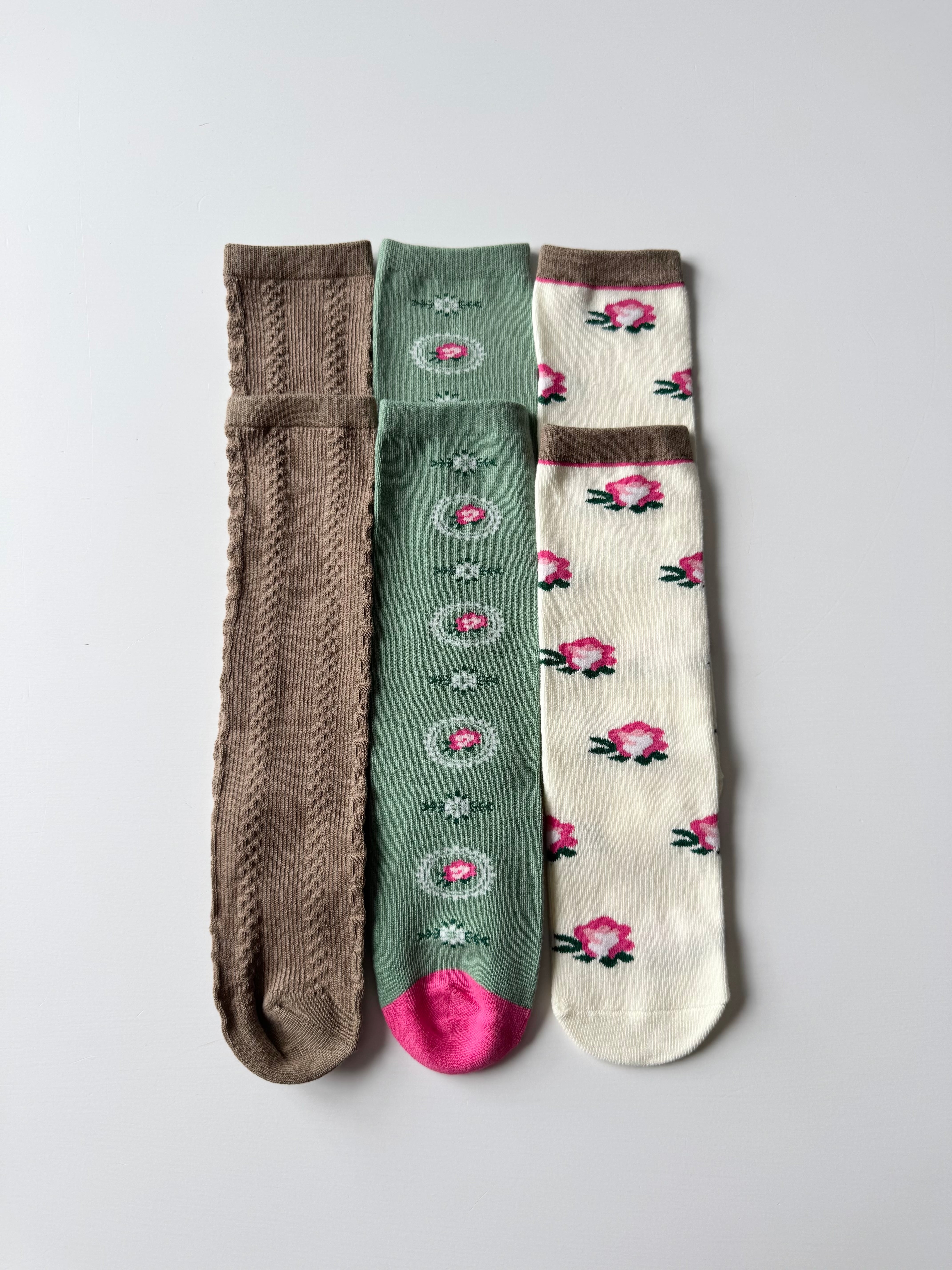 3set フラワー  free socks   4192