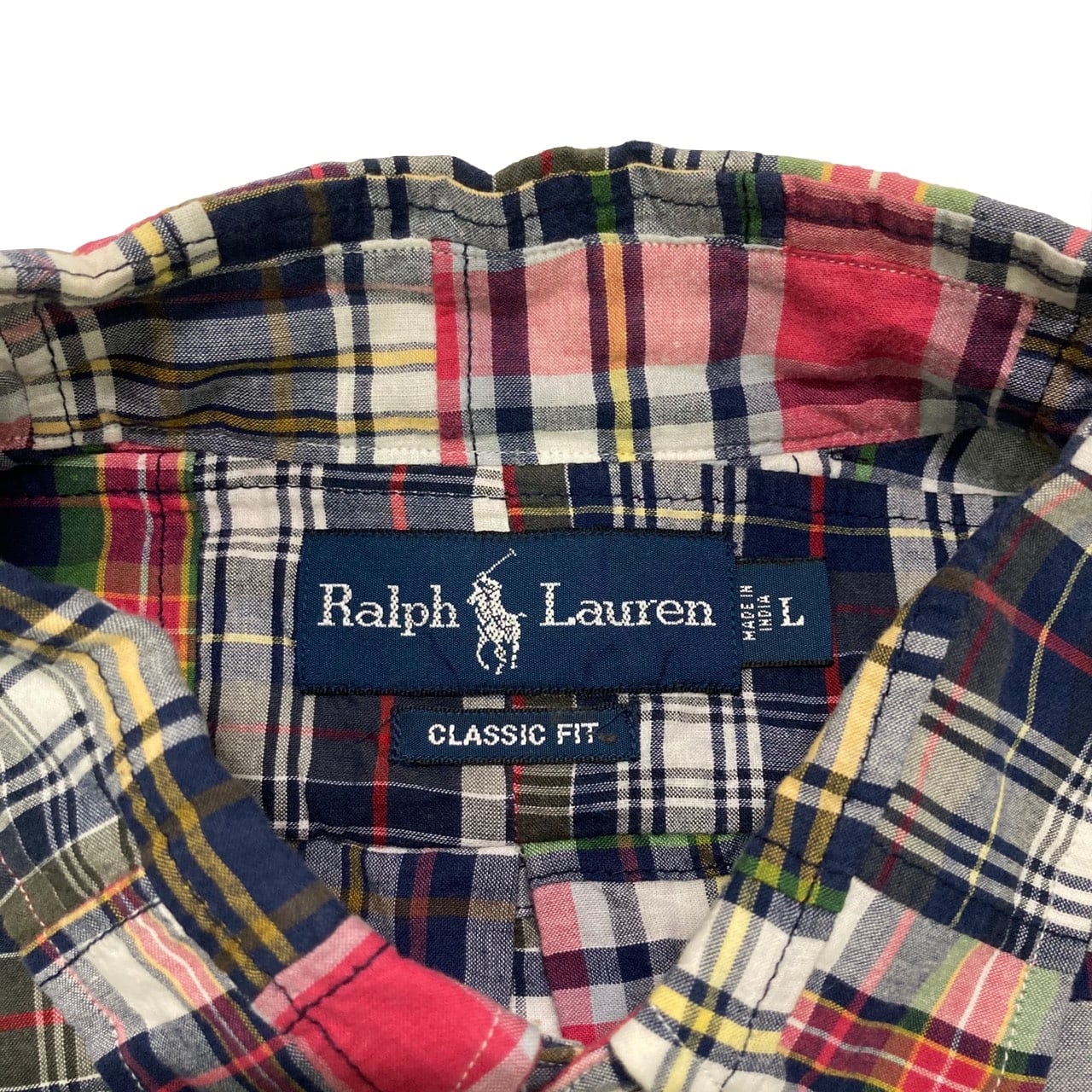 90`s Ralph Lauren ラルフローレン チェック柄パッチワークシャツ L