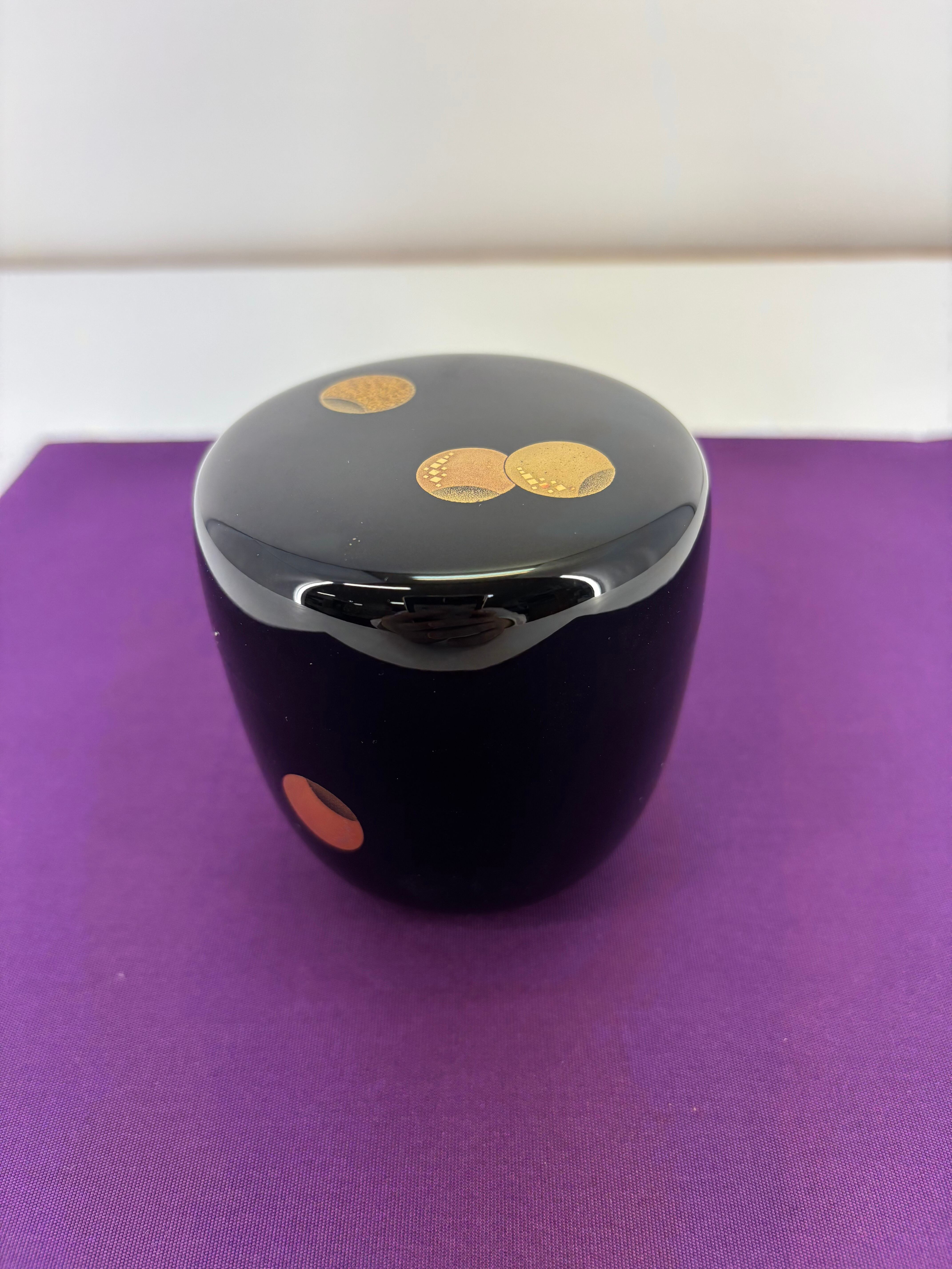 茶びつ　輪島塗 輪島塗 茶杓 竹製 -つぼつぼの蒔絵仕上げ- [黒色] 梨地、螺鈿・切り金