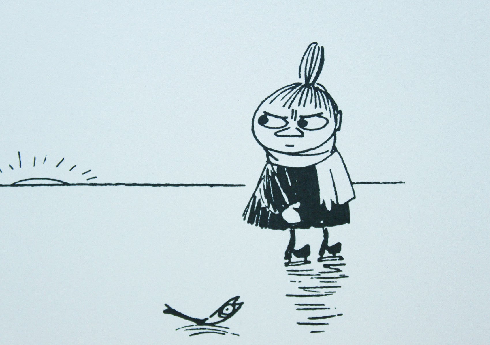 ムーミン 北欧 Postery「氷上のムーミンとリトルミイ」送料無料 フレーム 展示用フック付アートポスター 絵画 インテリア アート