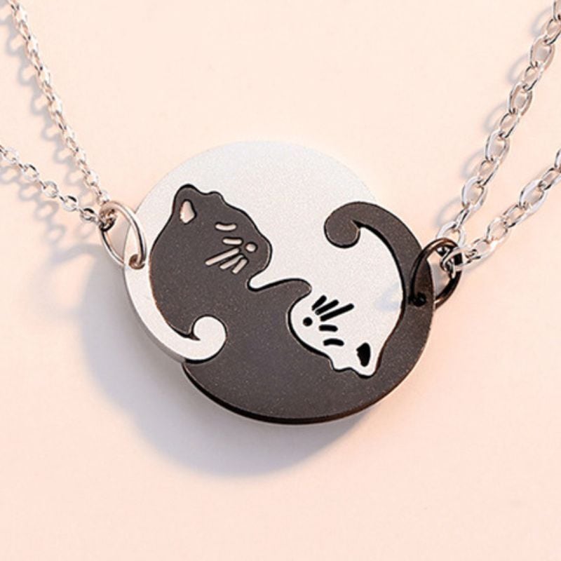 Lauss 猫モチーフ ネックレス&チャーム 猫をモチーフにしたペアネックレス - 幸運と愛のシンボルN098 | Vary