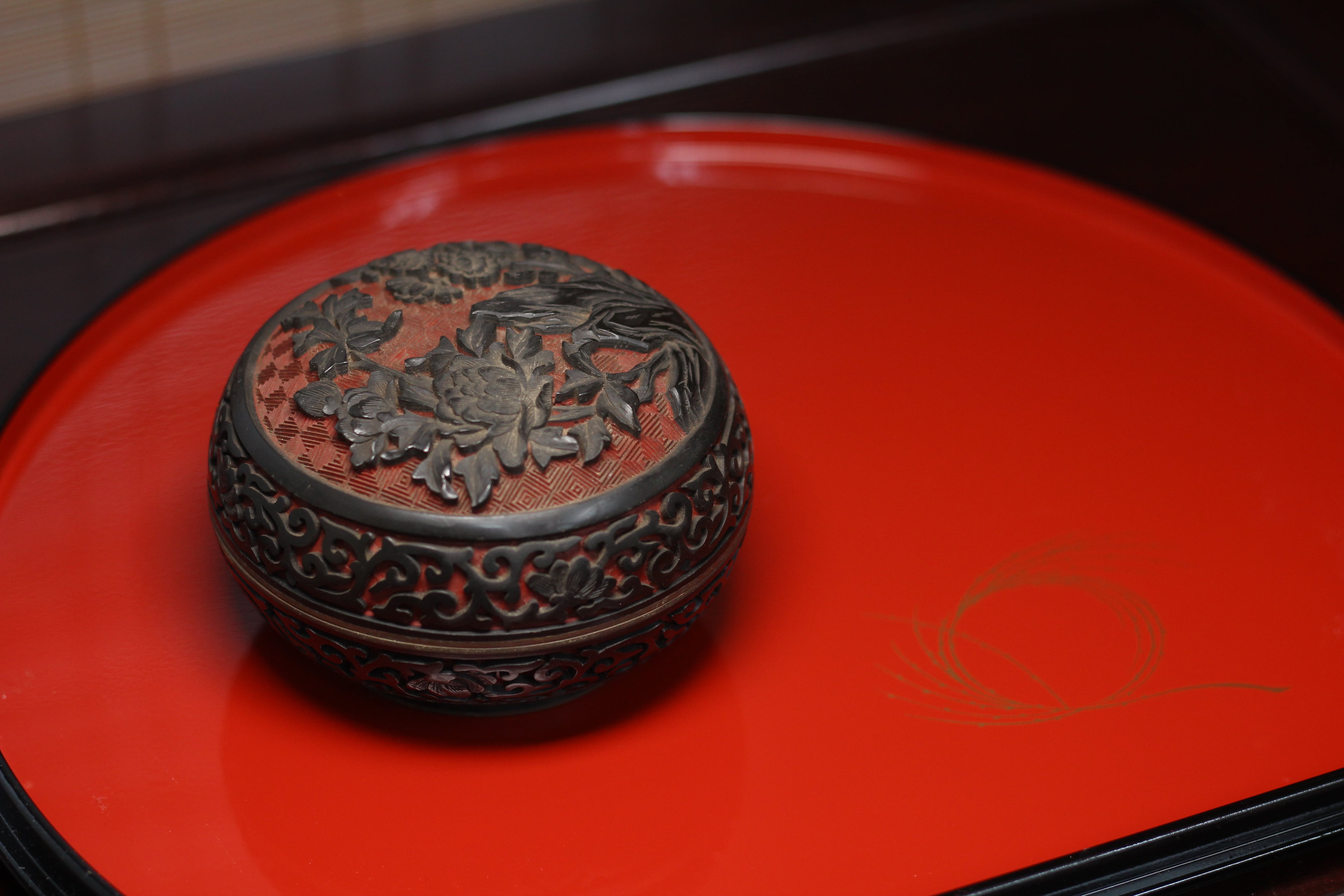 剔犀 堆黒香合 内七宝 中国美術 骨董品 古美術品 | 正一 古美術