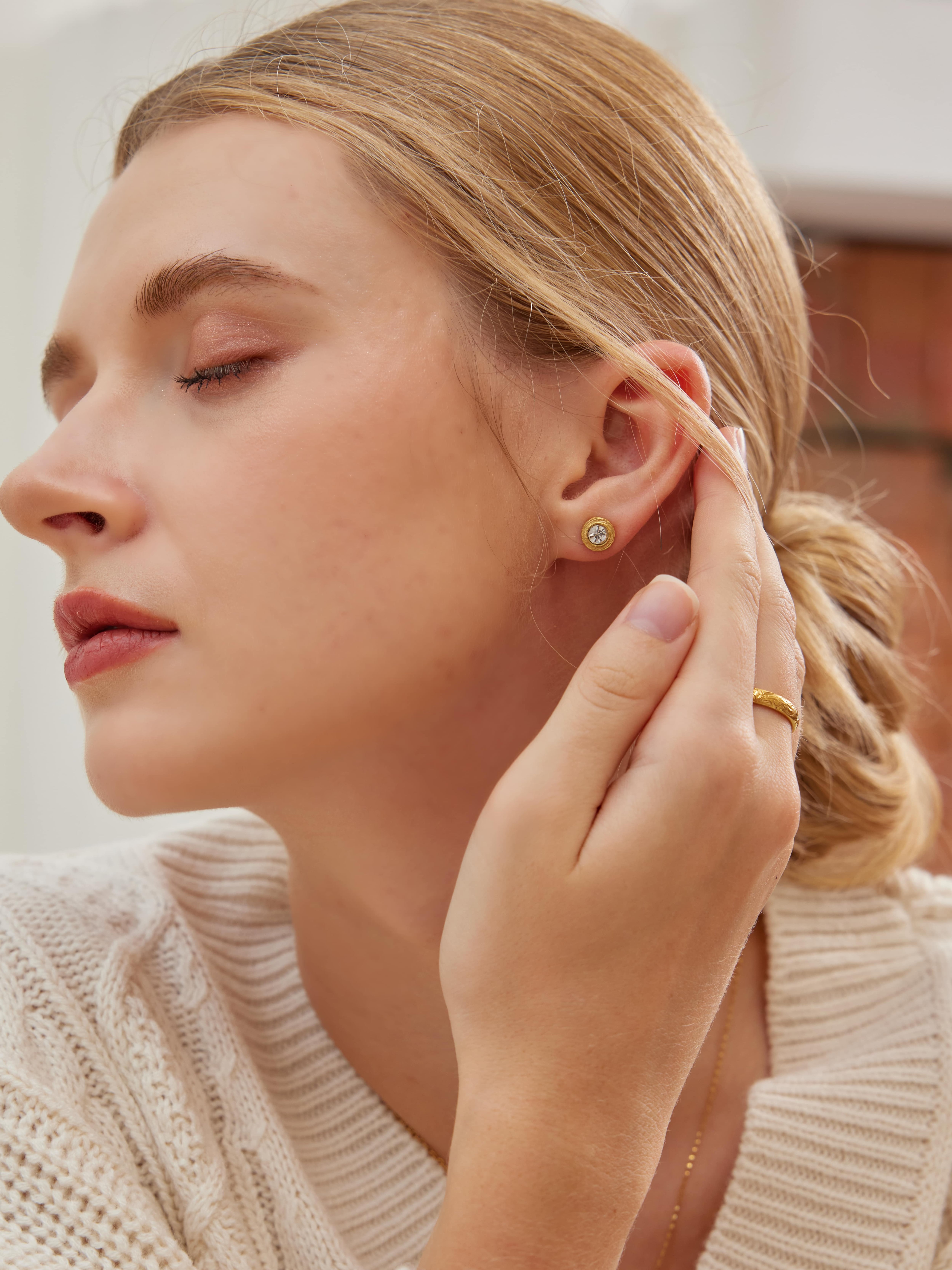 316L hawaiian zirconia round pierce（ 片耳用 ）#p10 | rani