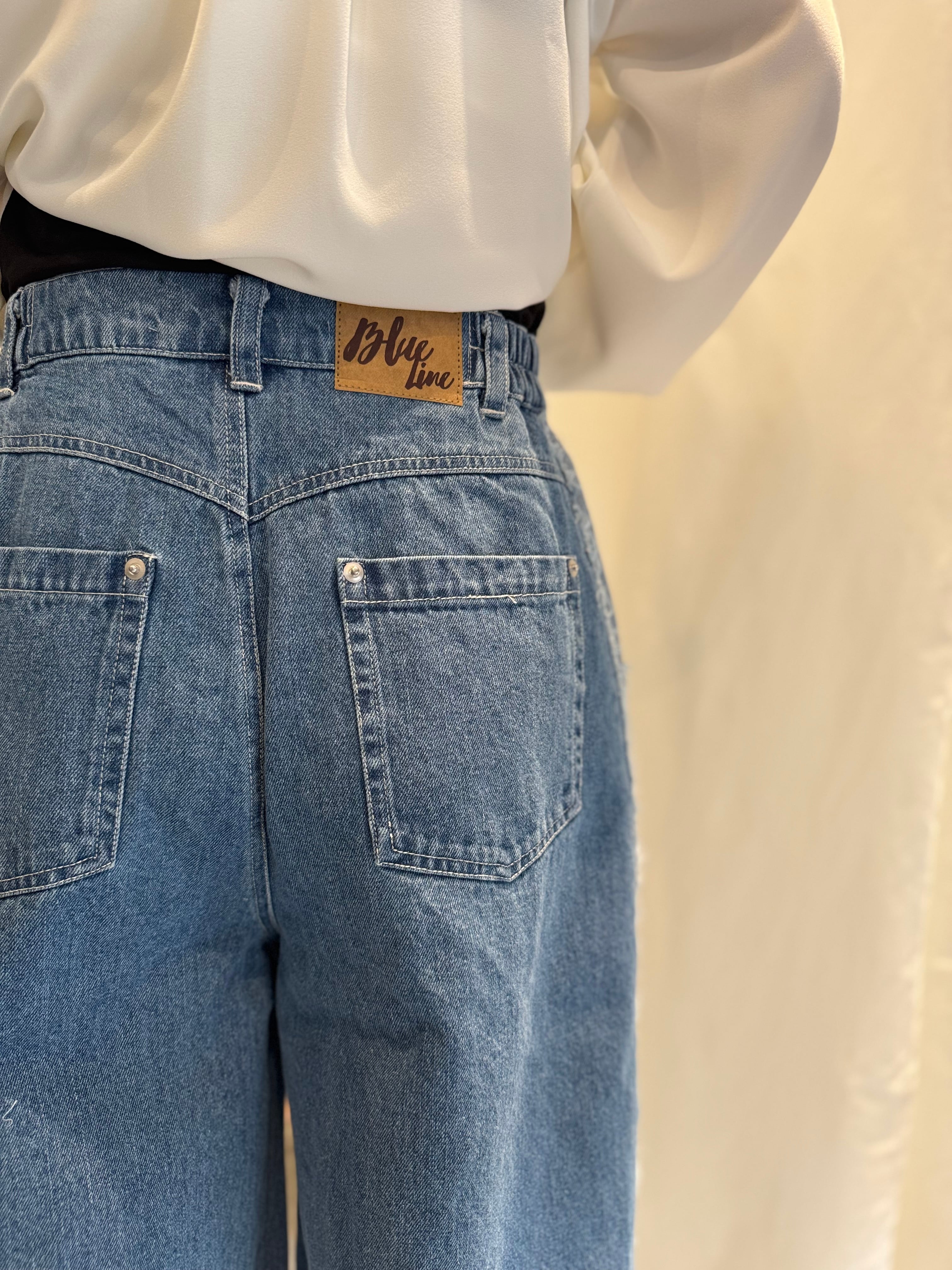 【SELECT】バレルシルエット断ち切りラインデニムパンツ 34-0137