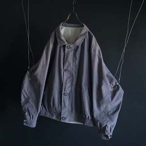 over silhouette fade gray × ivory reversible design zip-up blouson