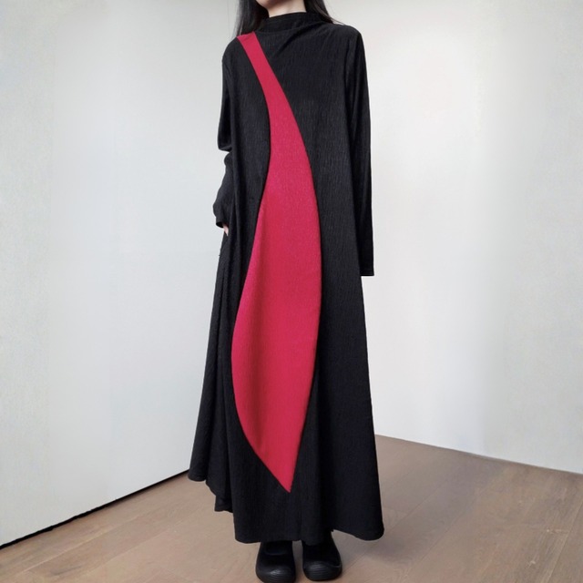 Curved color block maxi one piece C1644