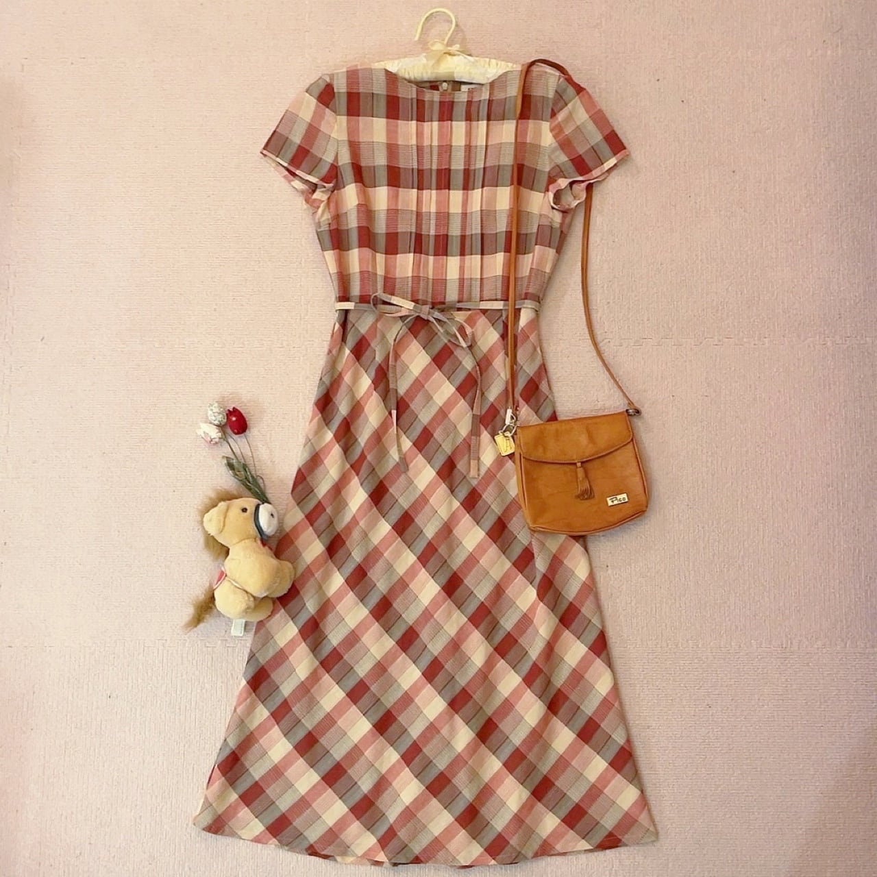 autumn block check one-piece