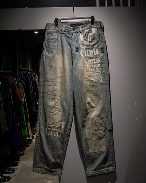 【add(C)vintage】"FUBU" Patch × Stitch × Paint Design Vintage Aging Baggy Denim Pants