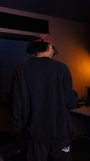 Vintage Washed Sweat Jacket [Black]