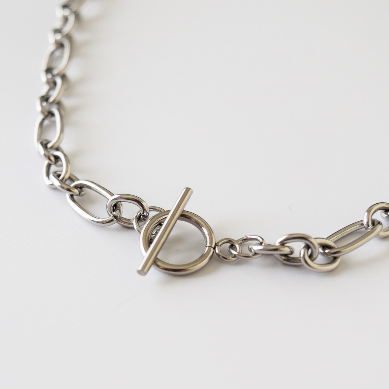 ステンレスラウンドフィガロマンテルチェーンネックレス