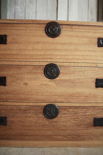丸金具　時代箪笥3段　タンス 丸金具 時代箪笥3段 タンス | denbee 古道具