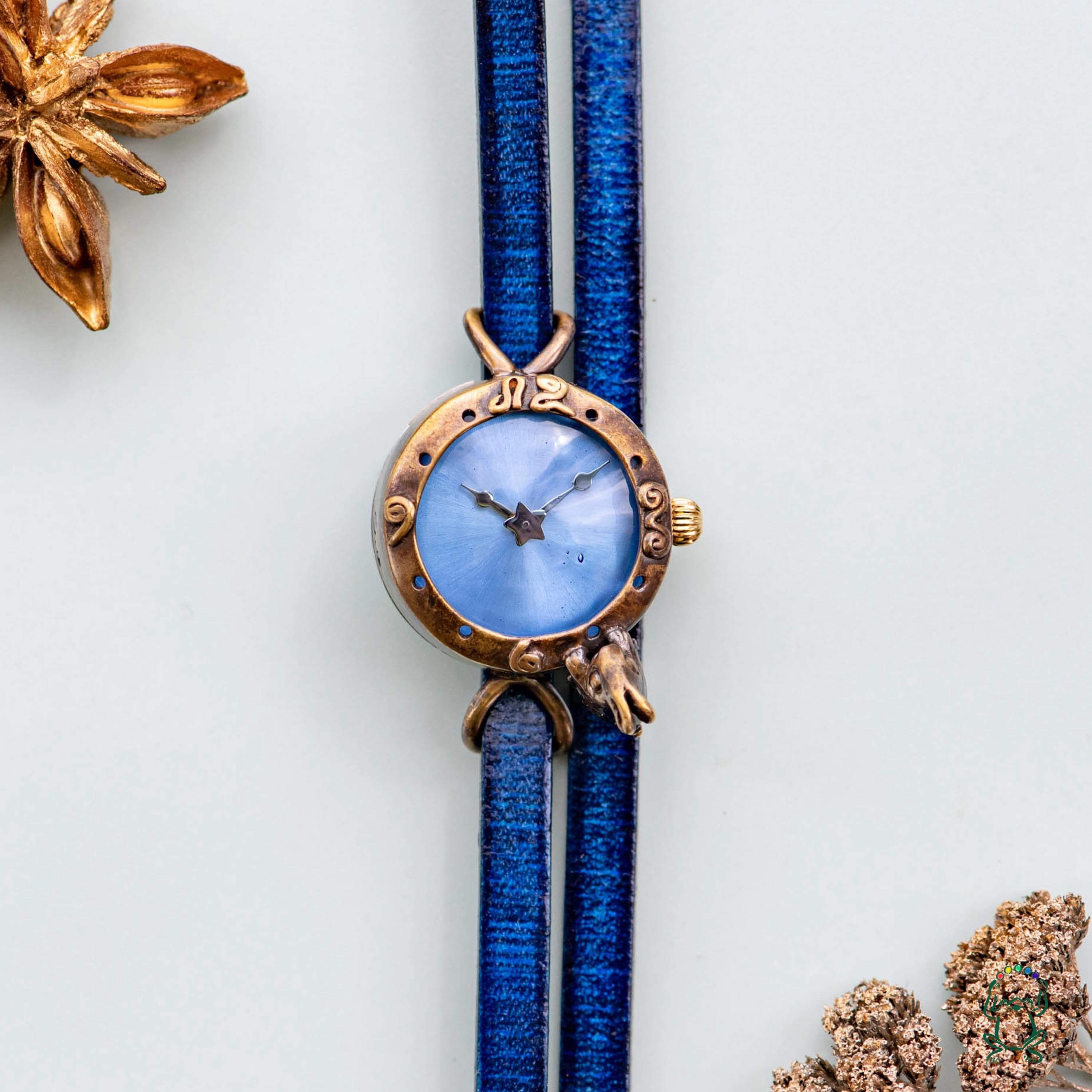 一番星見つけた子ウサギ腕時計SSパステルブルー | カエルの時計屋さん