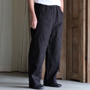 「遠州」Light oz Overdye Poplin Double Knee Wide Easy Pants　Flower Old Brown
