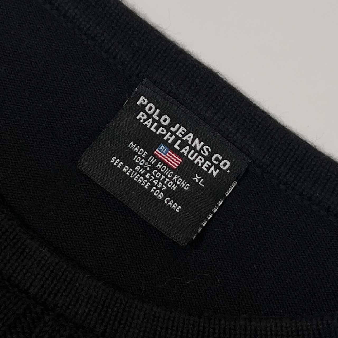 00s POLO JEANS COMPANY RALPH LAUREN ポロジーンズカンパニー ラルフローレン リブ編み 長袖 コットン ニット セーター XL/ブラック レディース オールド
