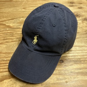 RALPH LAUREN LEATHER STRAP PONY LOGO CAP NAVY