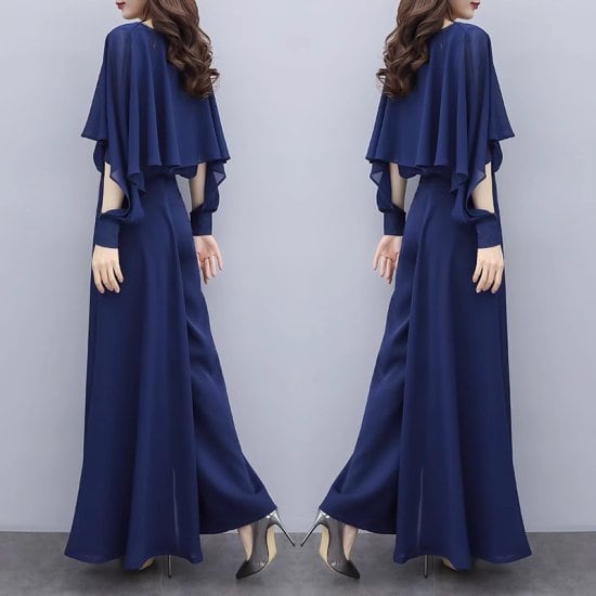 パンツドレス レディース パンツスーツ ワイドパンツ ロング丈