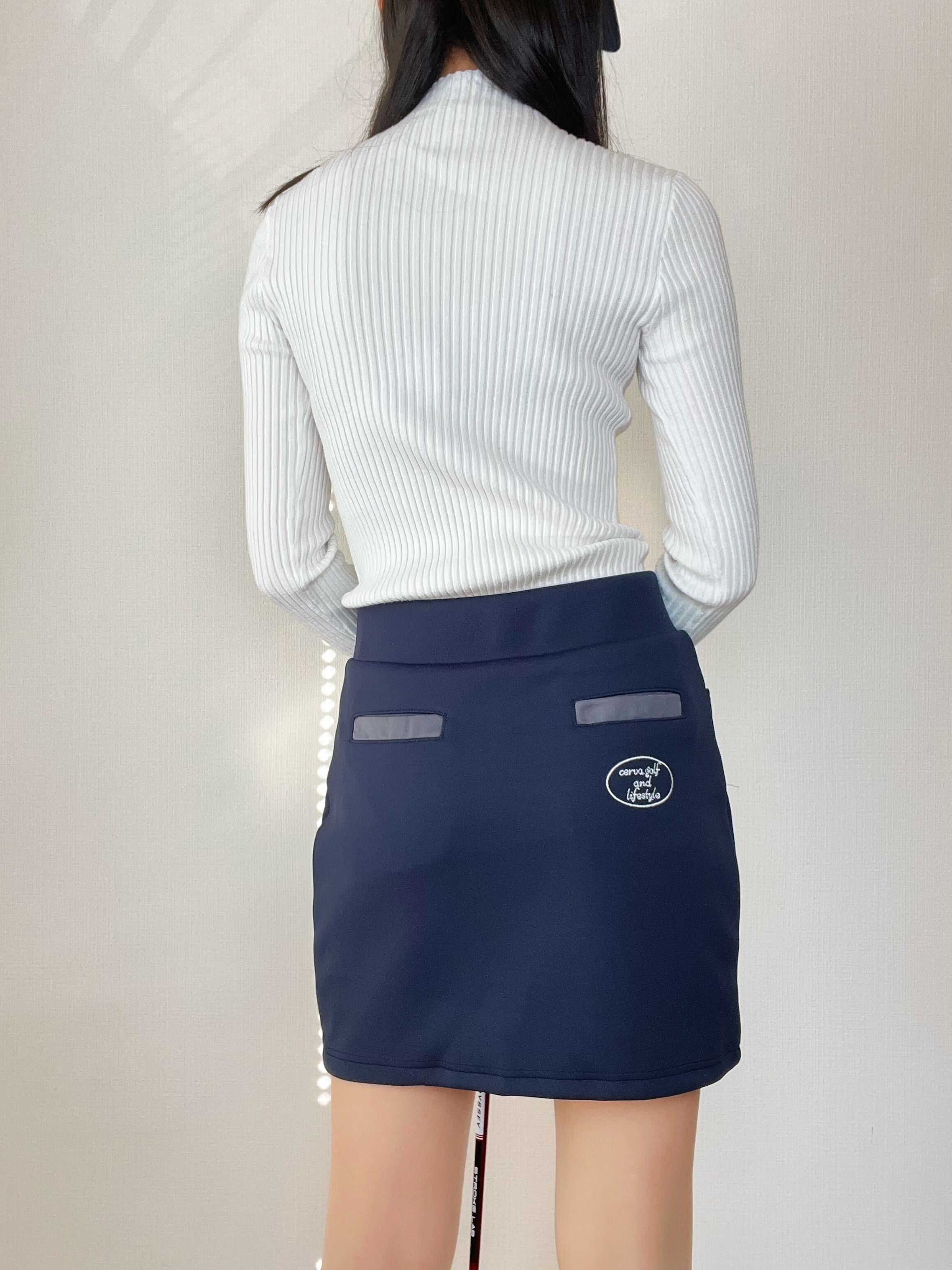 即納＊cerva cardboard knit skirt (Navy）【セットアップ可能・上下