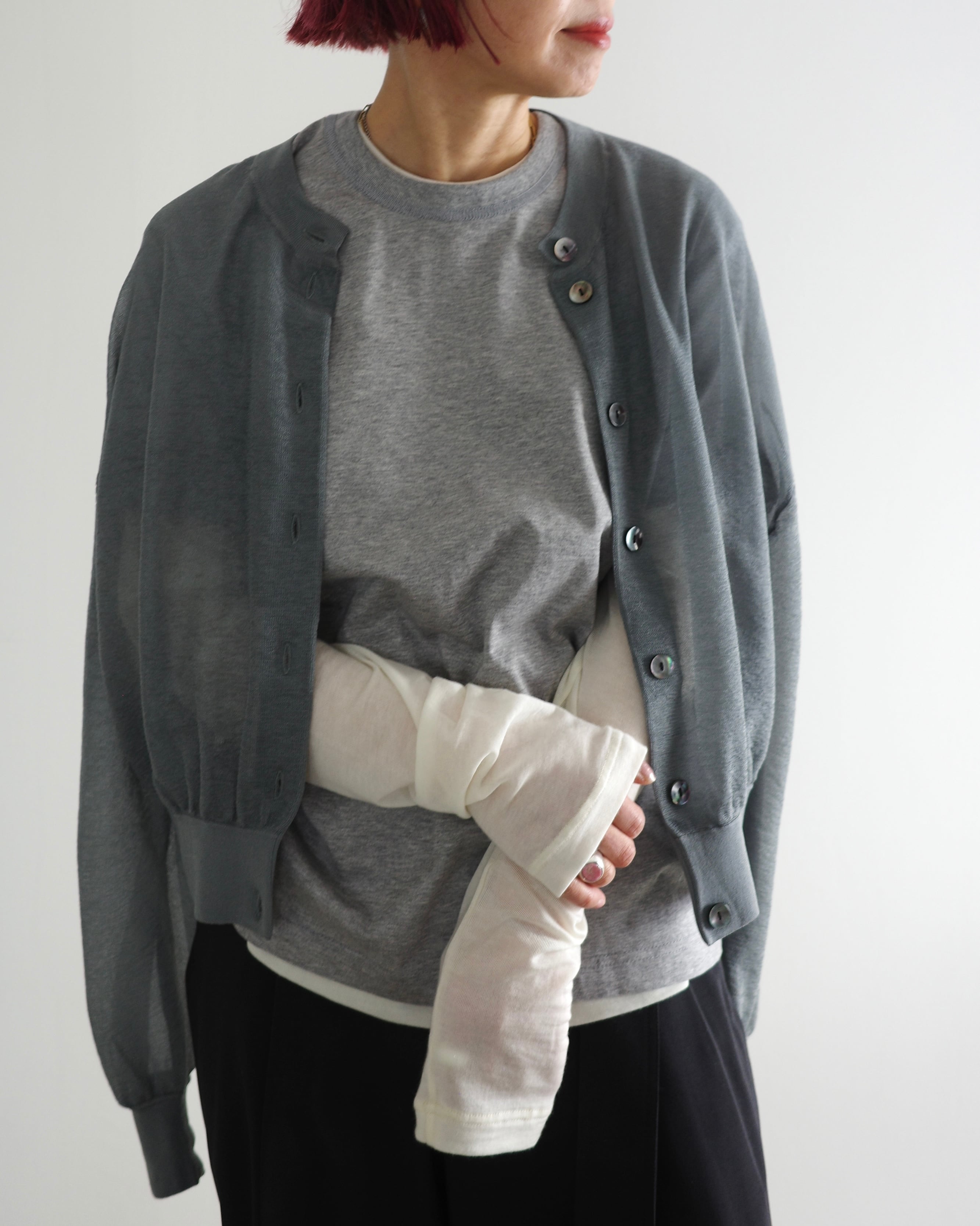 ENFOLD / SHEER CARDIGAN -GRY- | LA VILLA ROUGE