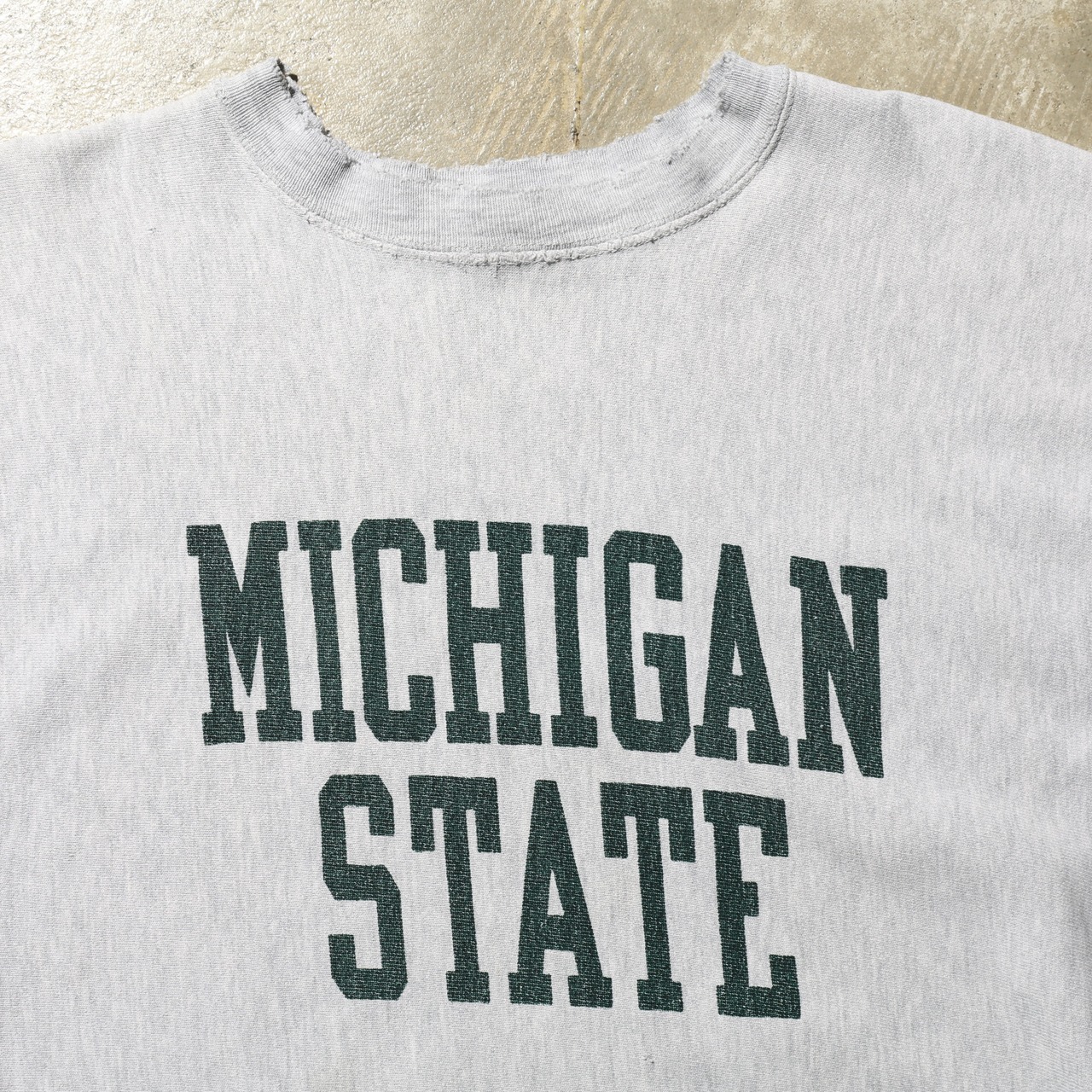 2XL 80s USA 染み込みプリント MSU Reverse Weave Champion リバースウィーブ