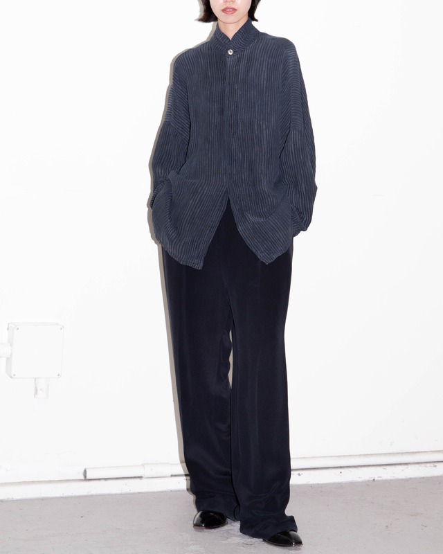1990s PLANET - pleated wide silk shirt