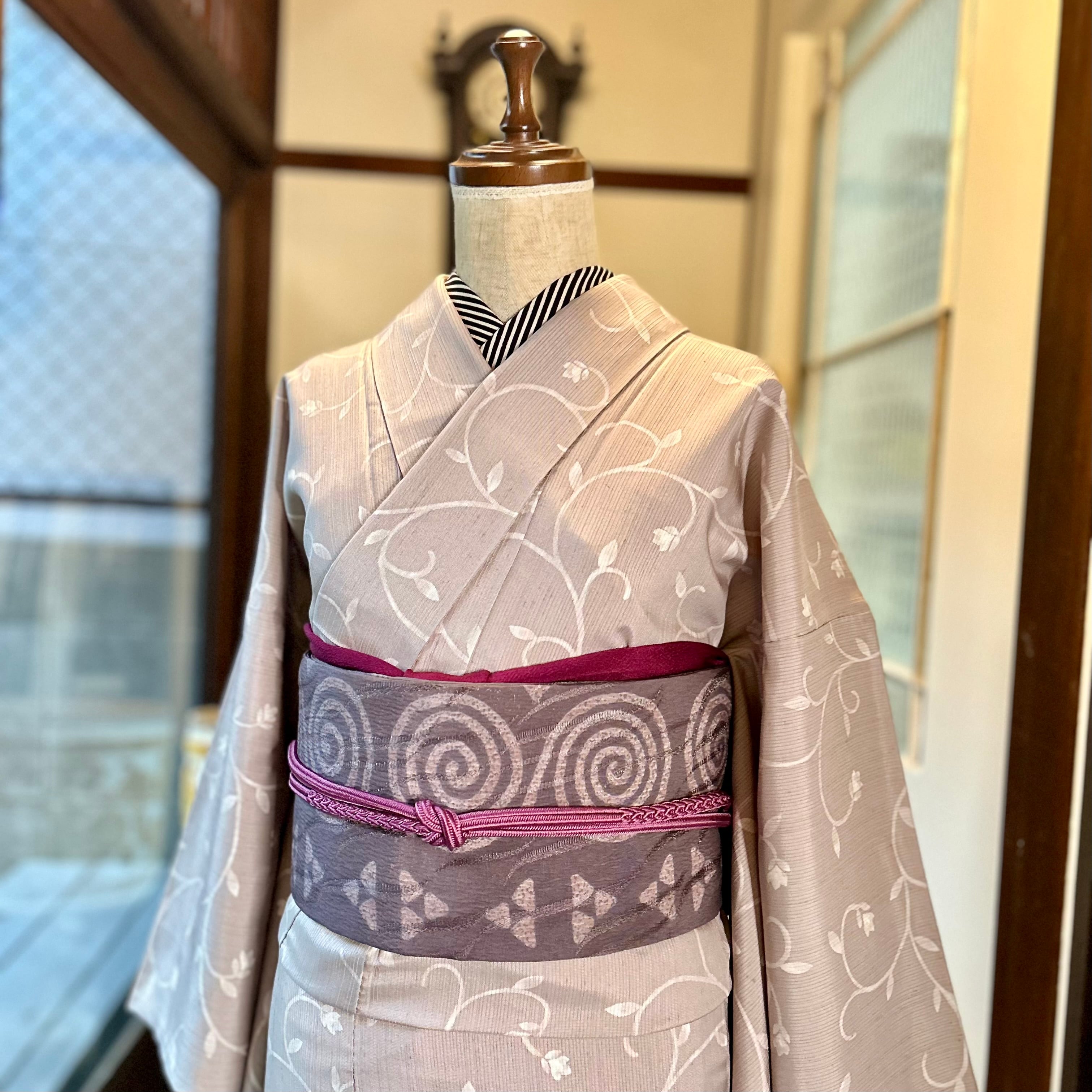 未使用品 開き名古屋帯 博多織 絽 夏 夏帯 クリーム 長さ3m64cm 正絹 KYOETSU (正絹九寸名古屋帯)夏物 お仕立て上がり 絽 夏用 小紋 着物