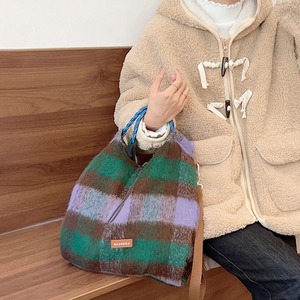 配色 トートバッグ 大容量 A4 レディース 秋冬 韓国 バッグ 軽量 大人 かわいい チェック柄 おしゃれ クラシック 手提げ 肩掛け ドローストリング 大人可愛い 大人女子