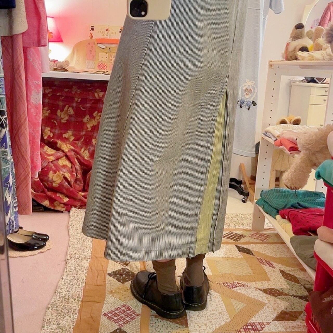 hickory stripe snap button one-piece