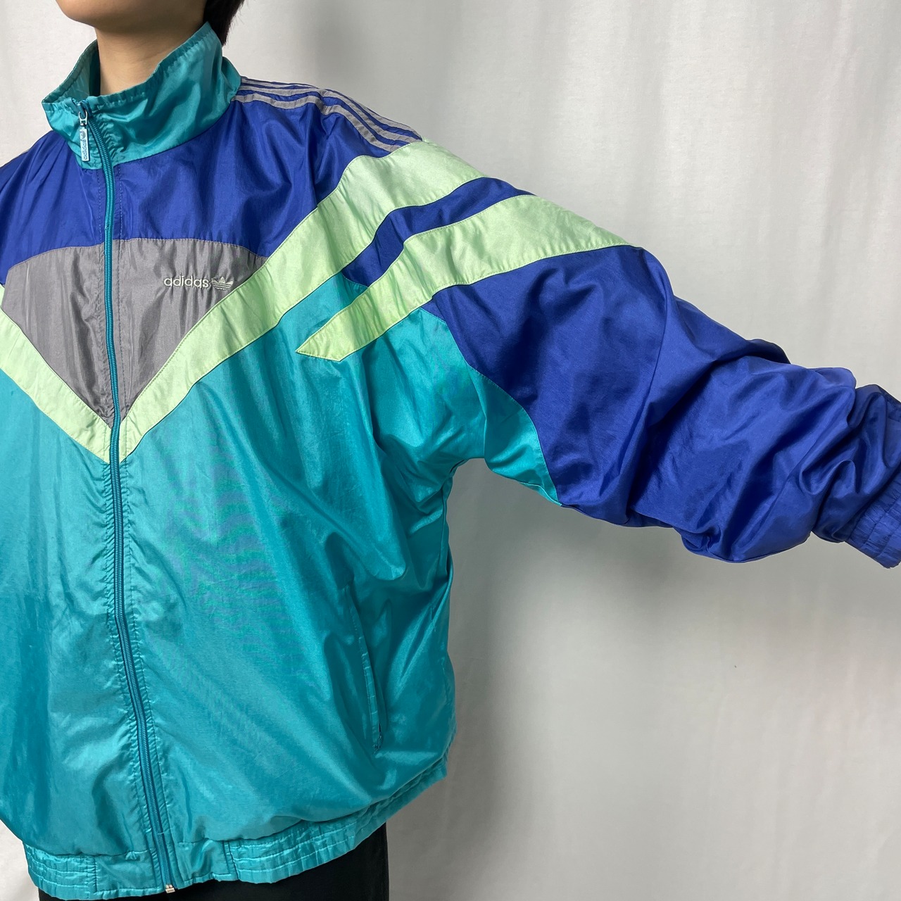 80年代 adidas アディダス ナイロン トラックジャケット メンズXL相当 