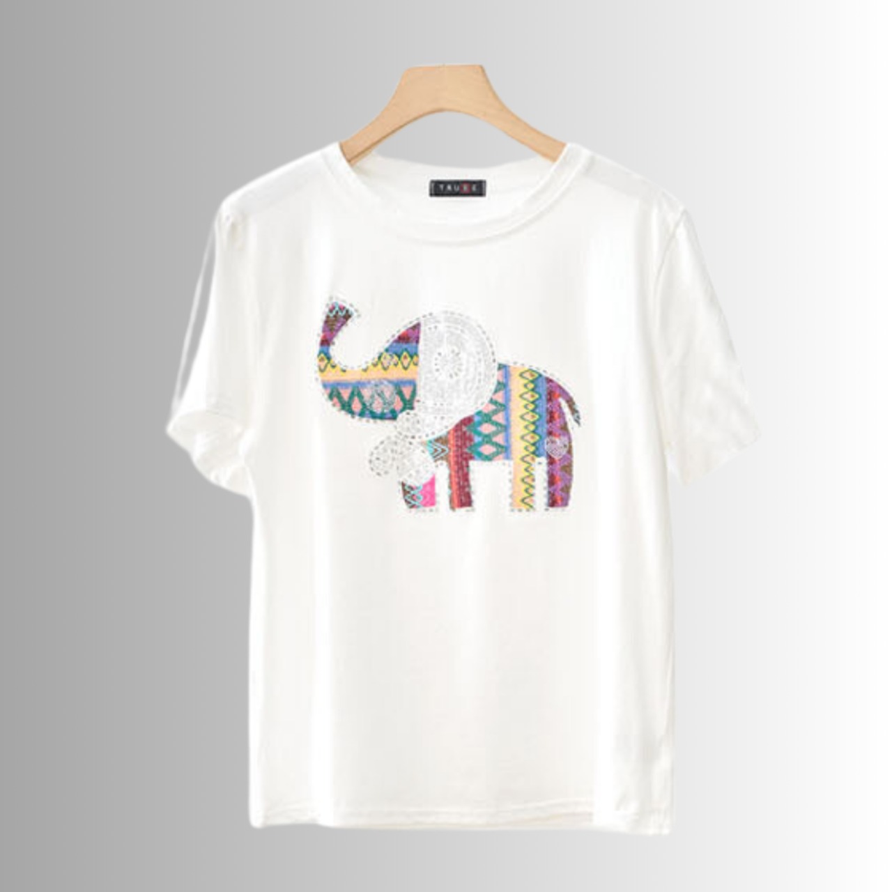 TRUBE キラキラ象さんデザインTシャツ【M~L】ホワイト