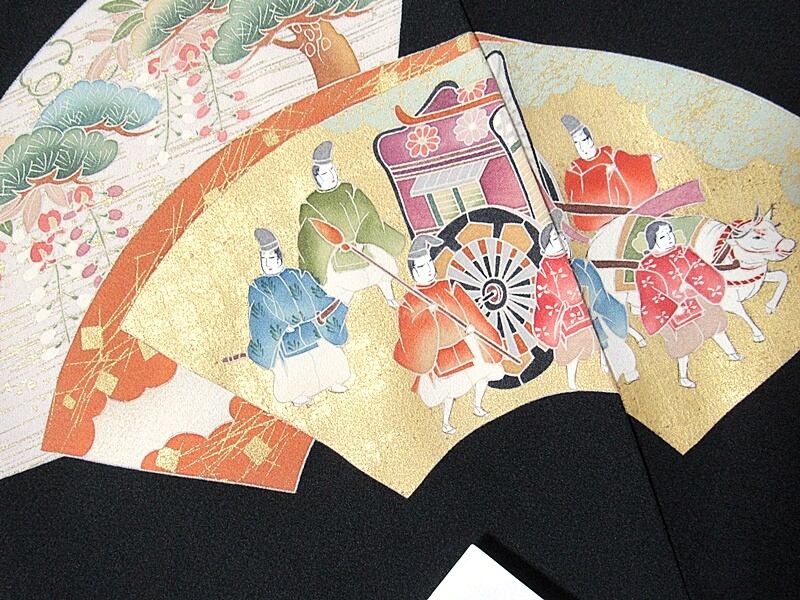 新品 新古 仕付け】黒留袖(石持ち) 仕立上がり 正絹 一越 落款 地紙に