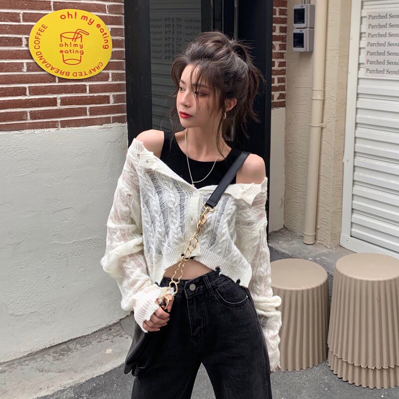 ニットカーディガンスプリングオータム薄手セーター コート ショートトップス ロング 大人ガーリー スウィート キュート カジュアル 春物 秋物 スーパーモール14158989886