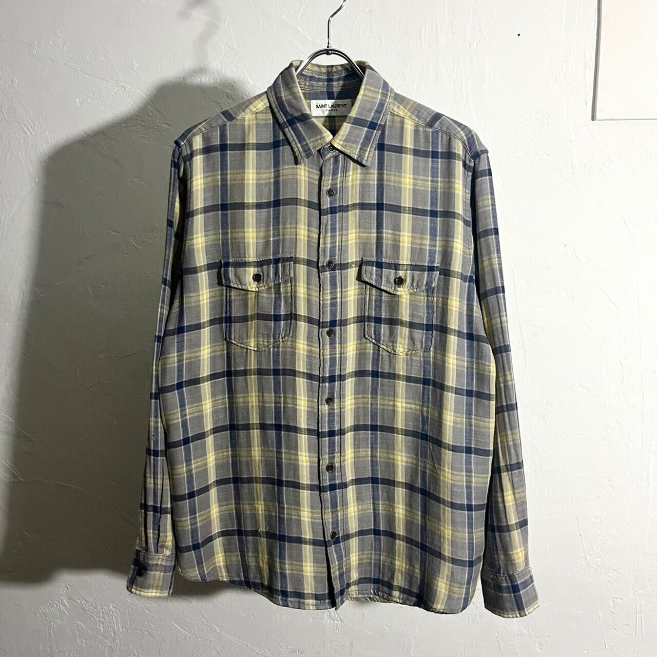2017ss SAINT LAURENT PARIS Check Flannel Shirt