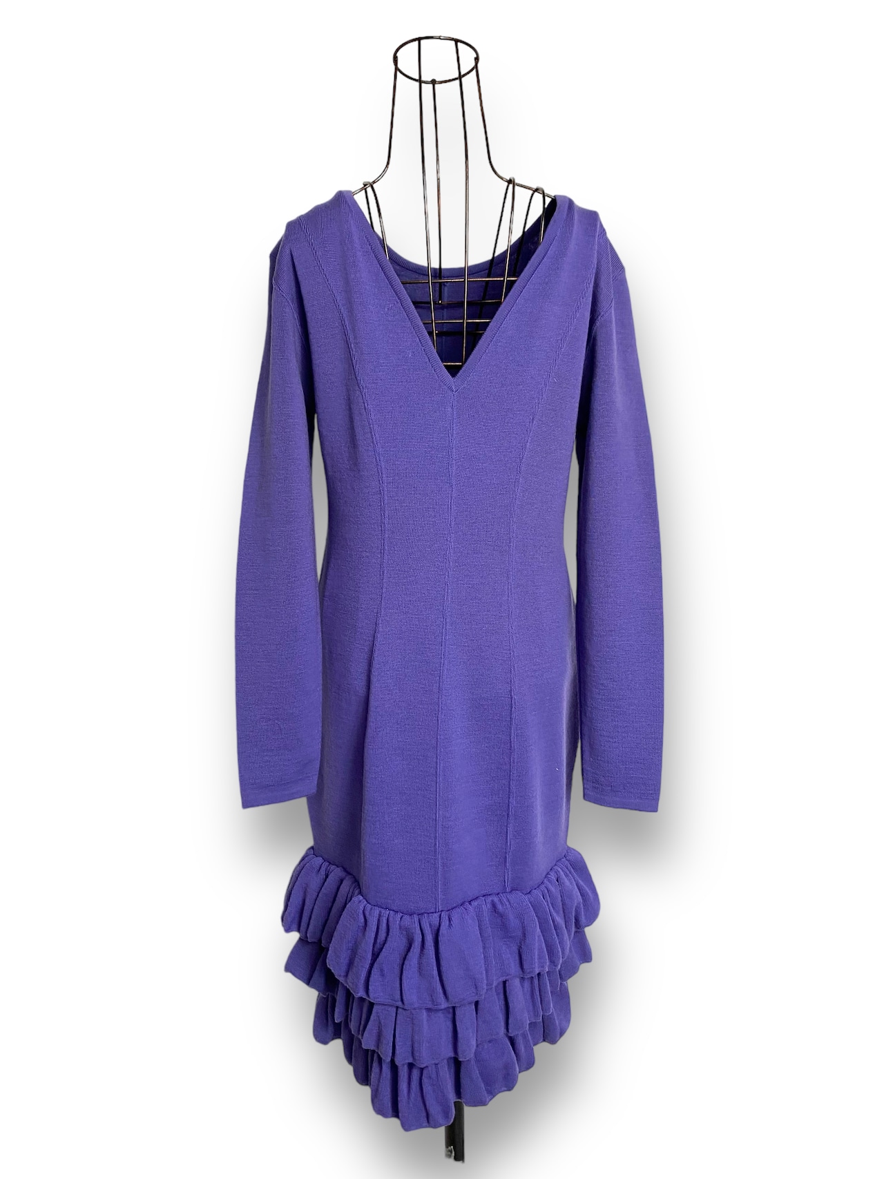 Frills design knit dress