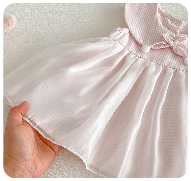 【BABY】アップルキャンディピンクチェックチュールワンピース - 11