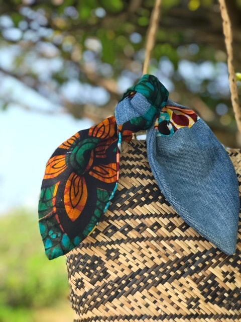 バティック柄カリマンタンかごバッグ Medium | Onda Canta