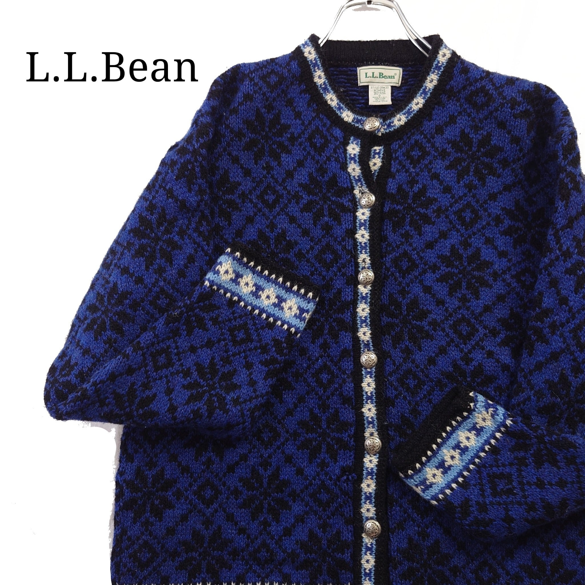 90s USA製 L.L.Bean アルパカ混 ノルディック カーディガン