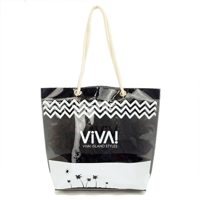 VIVA! ISLAND｜ビバアイランド VACANCES TOTE BAG (クリアトートバッグ/ブラック｜V-912202)