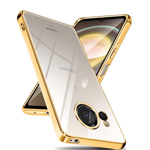 【在庫処分】SHARP AQUOS R8 ケース SH-52D クリア メッキ加工 耐衝撃 カバー 衝撃吸収 携帯ケース アクオス R8 透明な背面 ケース 米軍MIL規格 SGS認証 TPU スマホケース ?国 人気 ランキング おしゃれ 指紋防止/滑り止め 黄変防止 ソフト ケース カメラ保護 薄型 R8 case (ゴールド)
