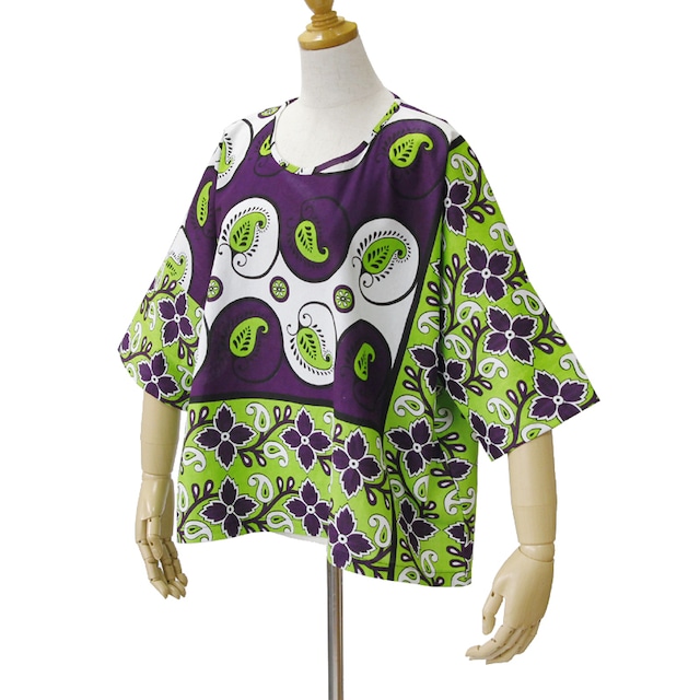 カンガのブラウス（ボックス型）アフリカ布 服 カンガ服