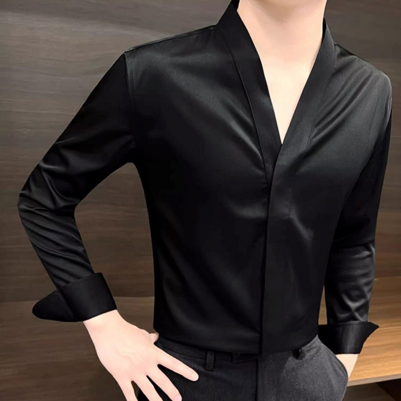 ice no collar men's shirt 00338